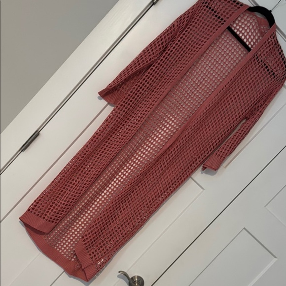 💜3/$12💜 Elegant Open-Knit Cardigan in Dusty Pink